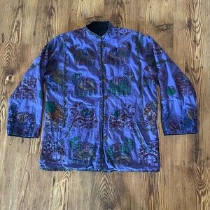Vintage Silverstream Patchwork Jacket India Elephants Purple Reversible cotton